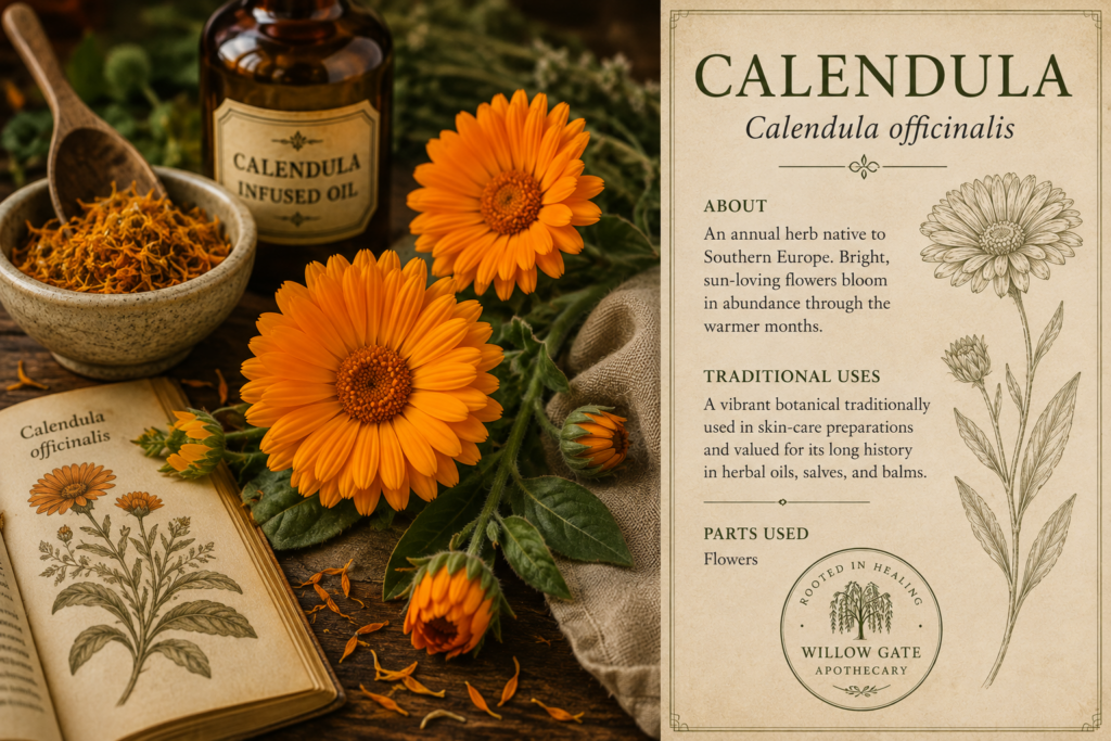 Calendula officinalis botanical profile and traditional herbal preparation