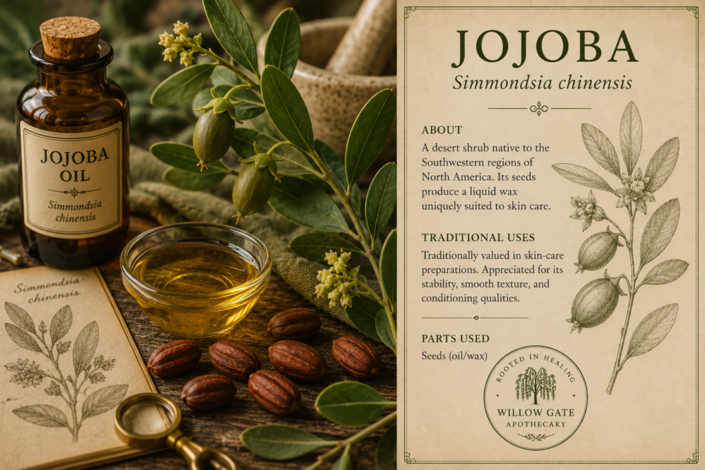Simmondsia chinensis jojoba botanical profile and skin-care preparation